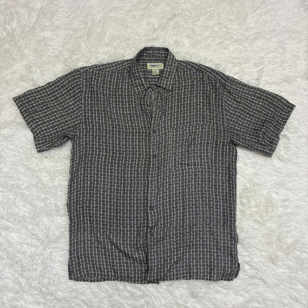 100% SILK VINTAGE RETRO PREPPY 90S JEFFREY BANKS SHORT SLEEVED BUTTON UP